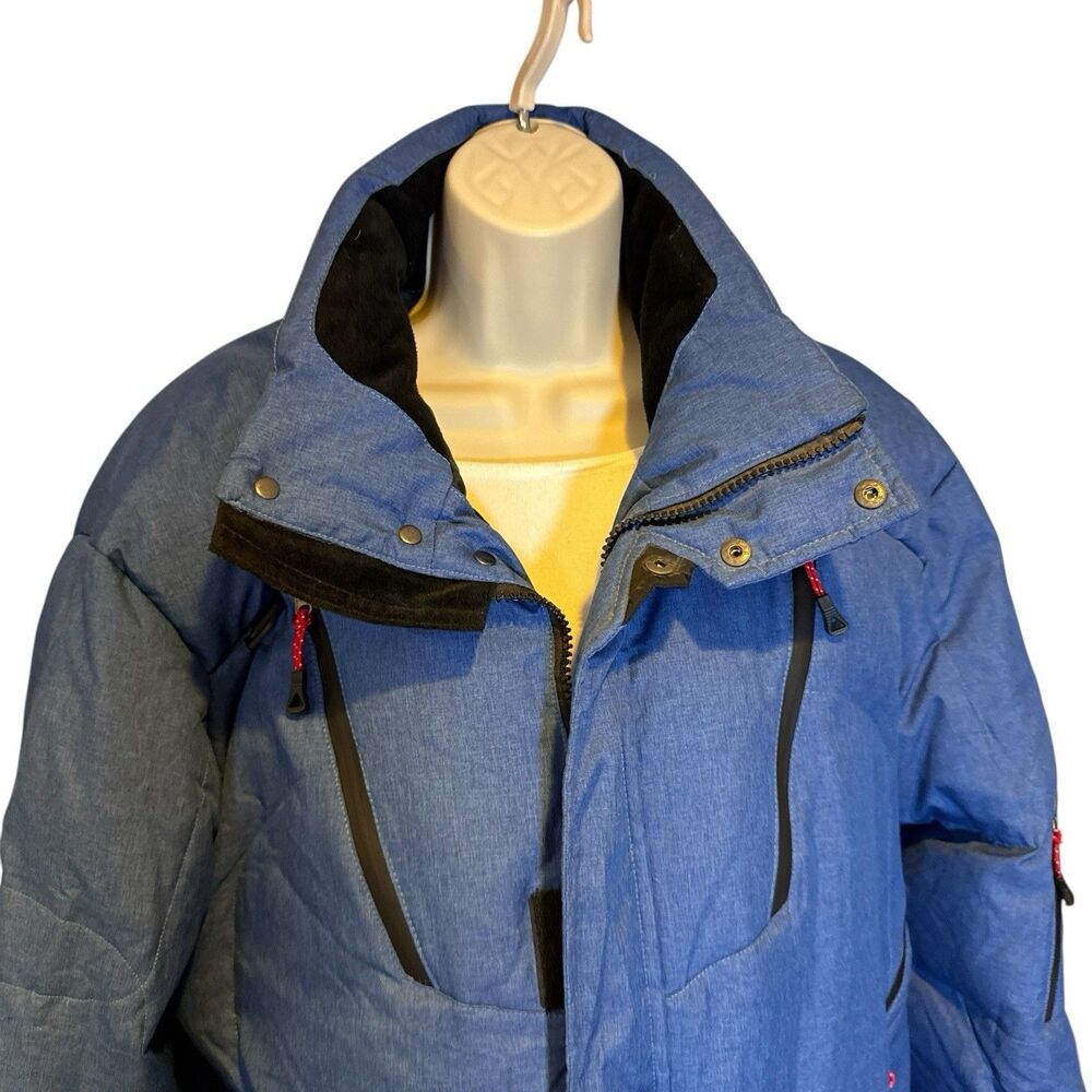 Down FkOW Women's Blue Down Feather Puffer Jacket Medium Technical Winter Coat